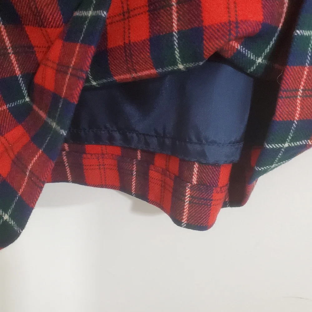 Vintage Pendleton Wool Red Blue Tartan Plaid Midi Skirt A-Line Size 12 Preppy - Picture 2 of 9